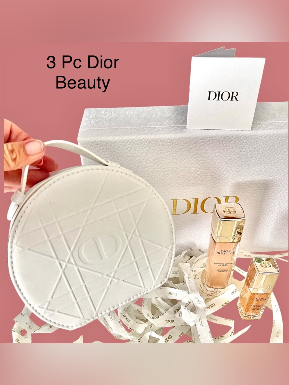 Dior 3Pc Prestige Face&Neck Micro-Huile deRose Serum & Lotion/VanityCase/+GiftBo